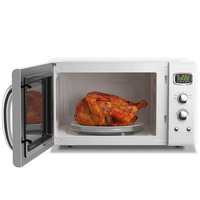 *0.9 Cu.ft Retro Countertop Compact Microwave Oven - White