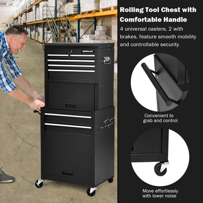 6-Drawer Tool Chest with Heightening Cabinet-Black