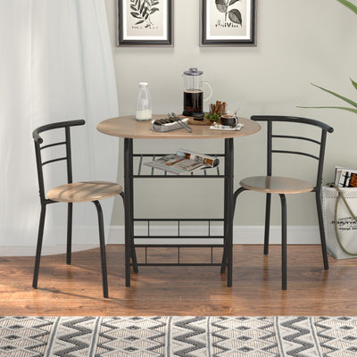Home Kitchen 3 pcs Bistro Pub Dining Table 2 Chairs Set-Natural