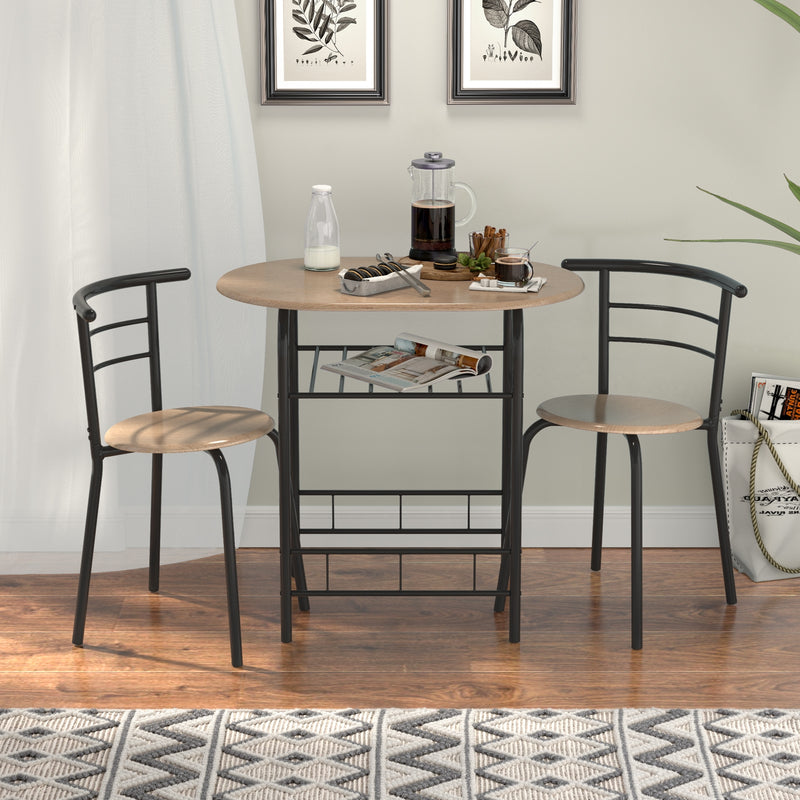 Home Kitchen 3 pcs Bistro Pub Dining Table 2 Chairs Set-Natural