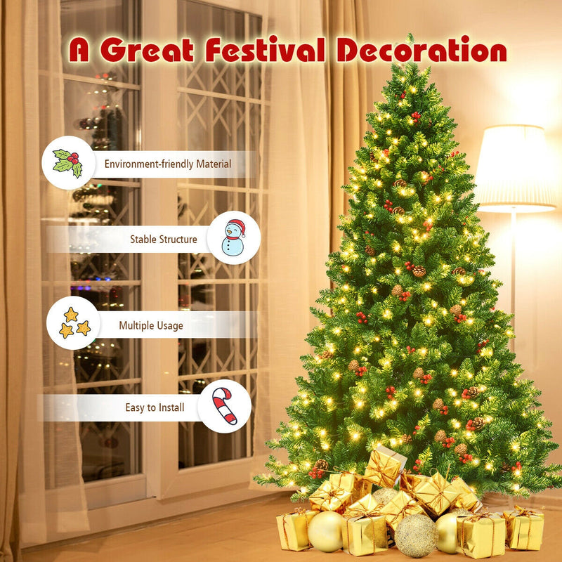 6.5 Feet Pre-lit Hinged Christmas Tree with LED Lights