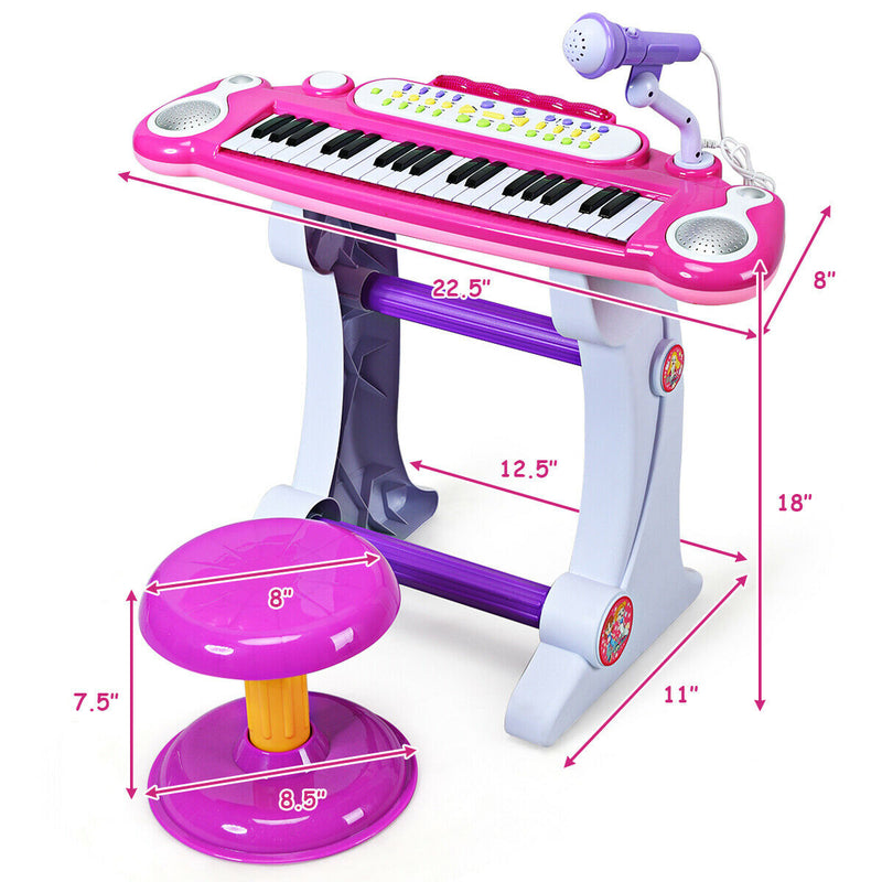 37 Key Electronic Keyboard Kids Toy Piano-Pink