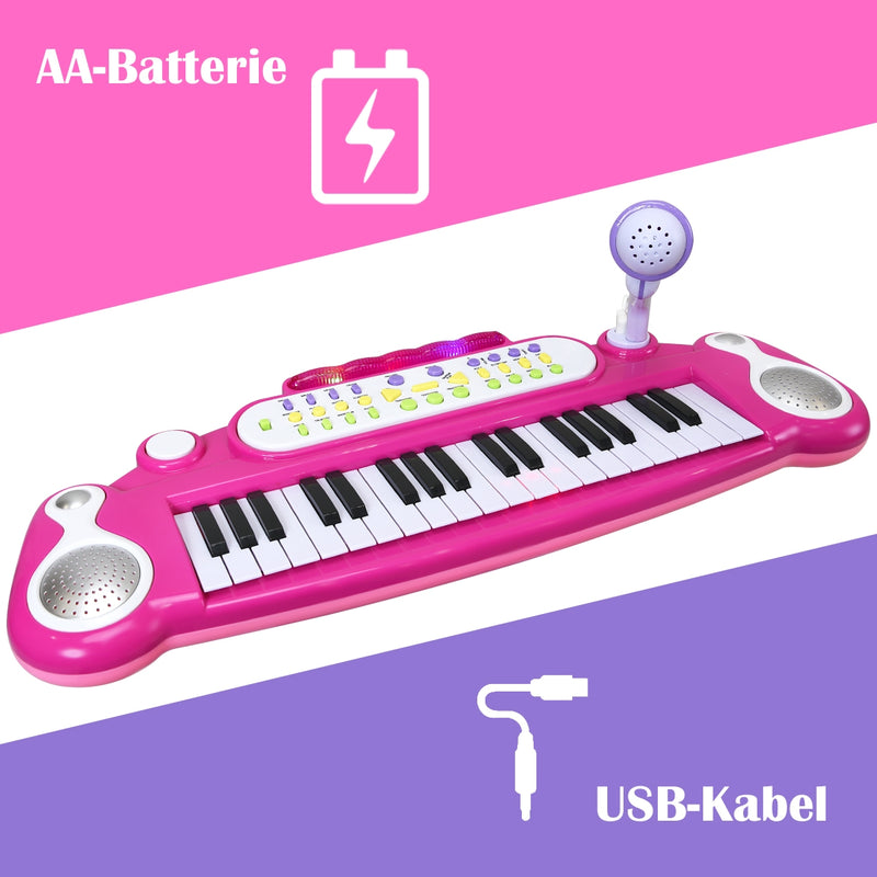 37 Key Electronic Keyboard Kids Toy Piano-Pink