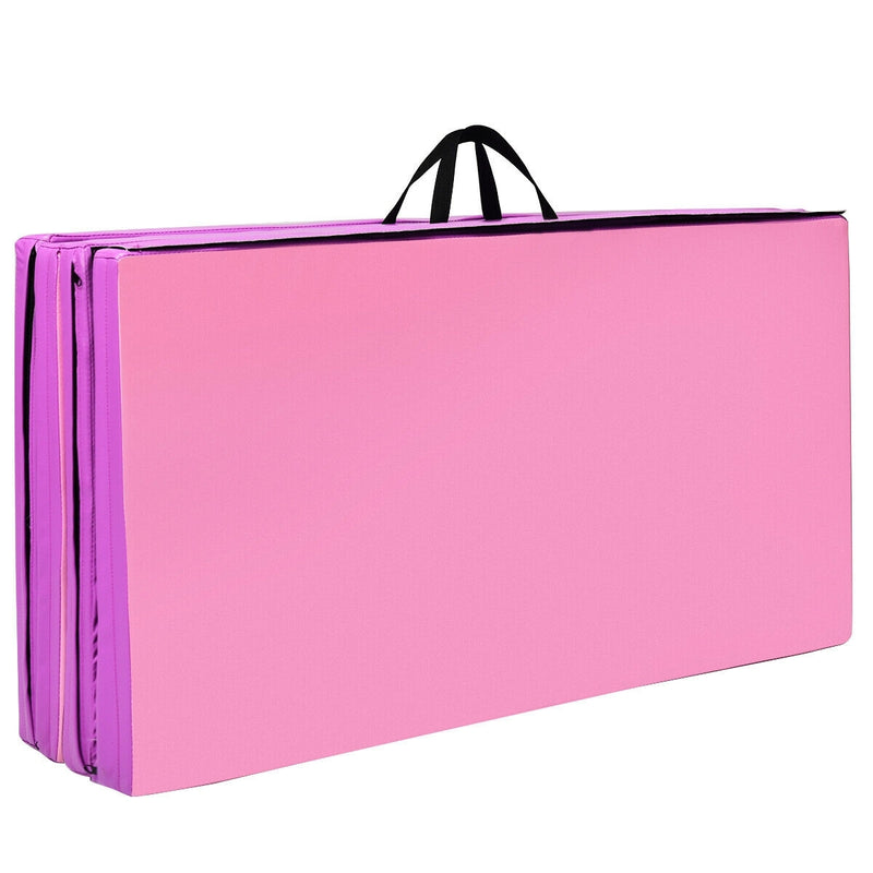 *4 Feet x 10 Feet Thick Folding Panel Gymnastics Mat - Pink & Purple
