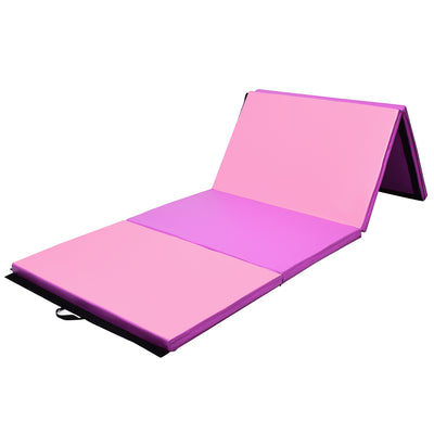 *4 Feet x 10 Feet Thick Folding Panel Gymnastics Mat - Pink & Purple