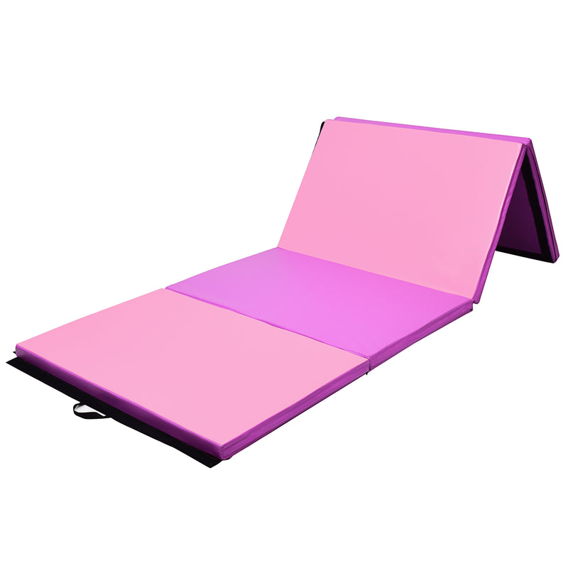 *4 Feet x 10 Feet Thick Folding Panel Gymnastics Mat - Pink & Purple