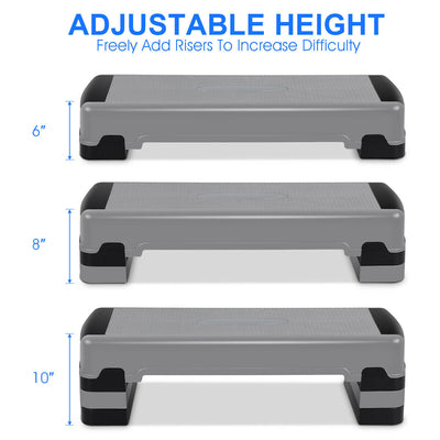 backordered - *35 Inch Aerobic Cardio Adjustable Exercise Stepper with Risers