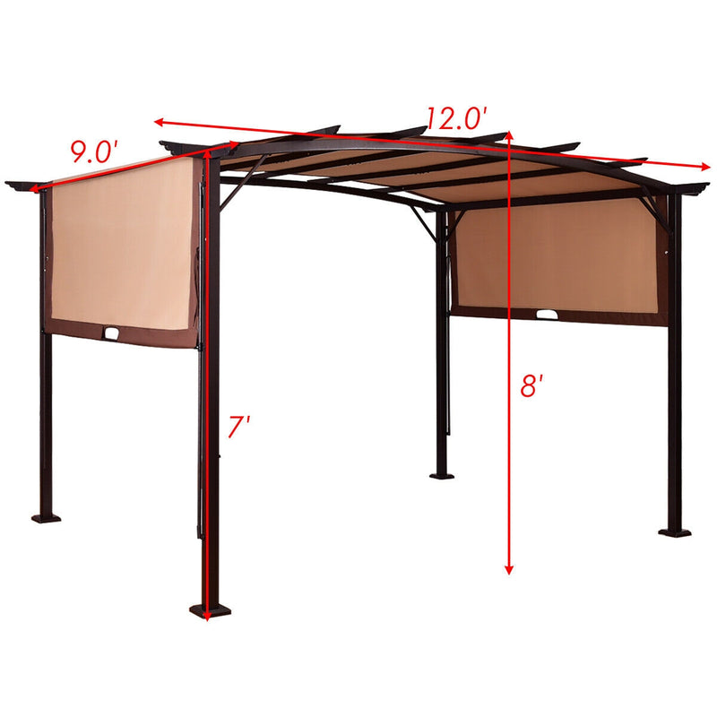 *12 x 9 Feet Outdoor Pergola Gazebo with Retractable Canopy Shades