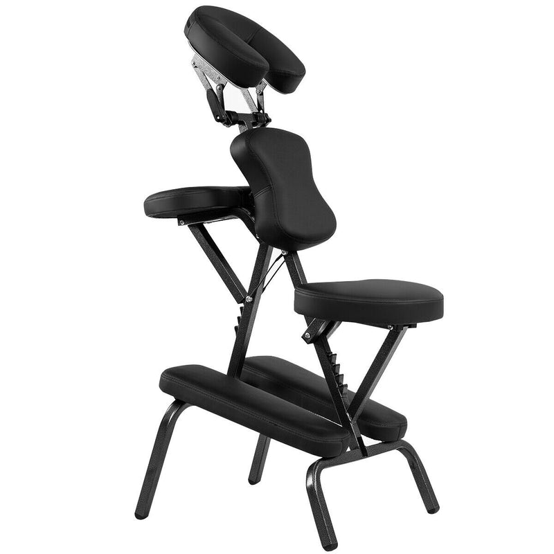 *PU Leather Pad Travel Massage Chair with Thickened Sponge and Carrying Bag - Black