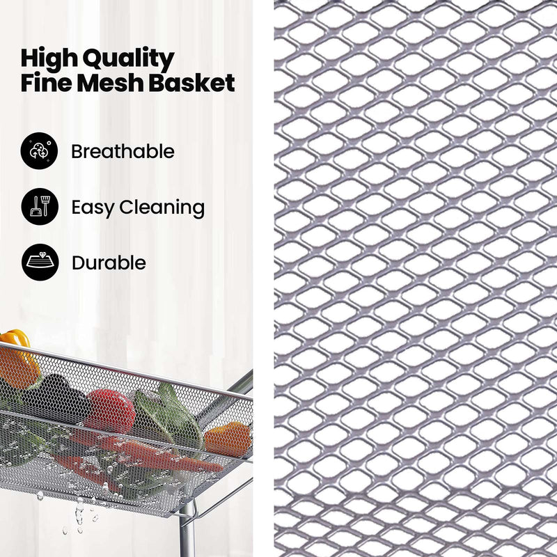 Gray 4 Tier Storage Rack Trolley Cart-Gray
