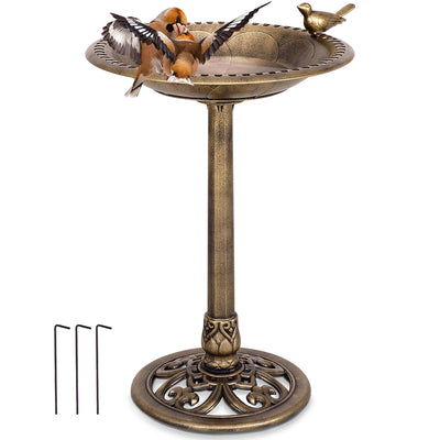 *Antique Gold Freestanding Pedestal Bird Bath Feeder