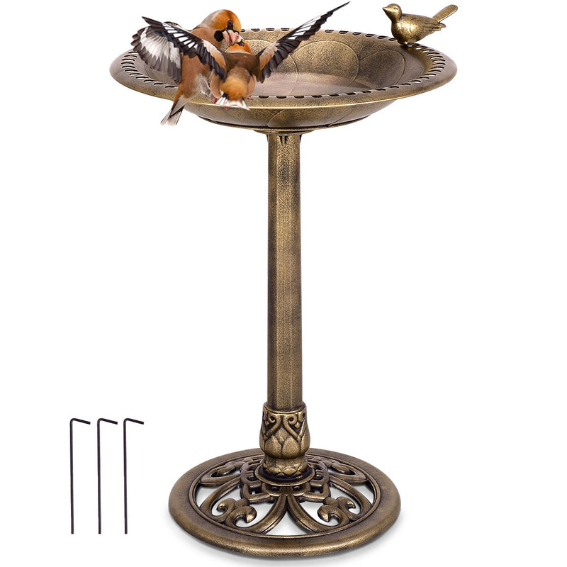 *Antique Gold Freestanding Pedestal Bird Bath Feeder