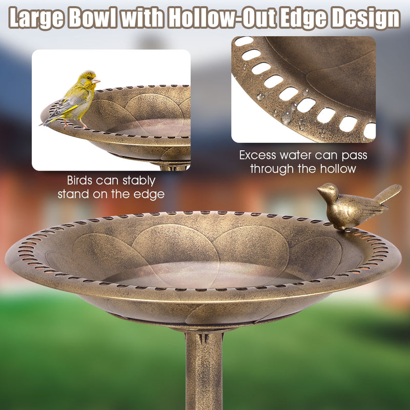 *Antique Gold Freestanding Pedestal Bird Bath Feeder