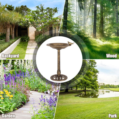 *Antique Gold Freestanding Pedestal Bird Bath Feeder