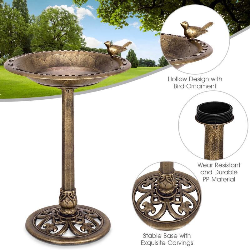 *Antique Gold Freestanding Pedestal Bird Bath Feeder
