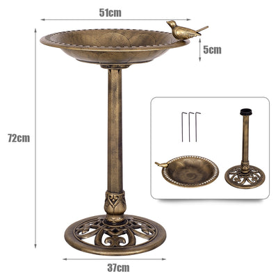 *Antique Gold Freestanding Pedestal Bird Bath Feeder
