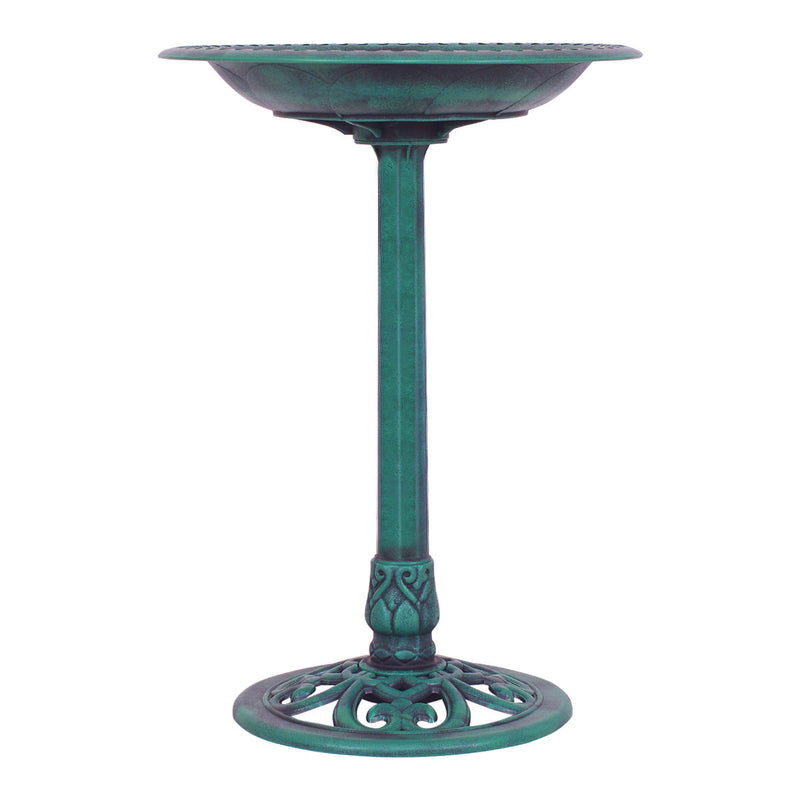 Outdoor Garden Green Pedestal Bird Bath Feeder
