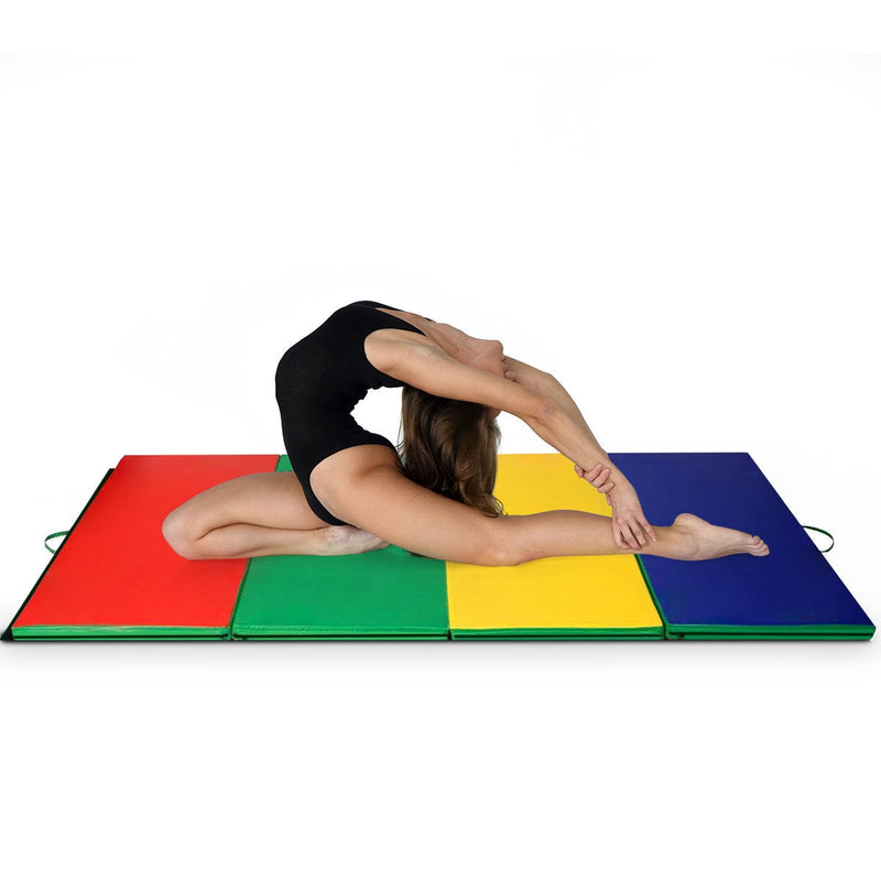 *4 Feet x 10 Feet Thick Folding Panel Gymnastics Mat - Deep Multicolor