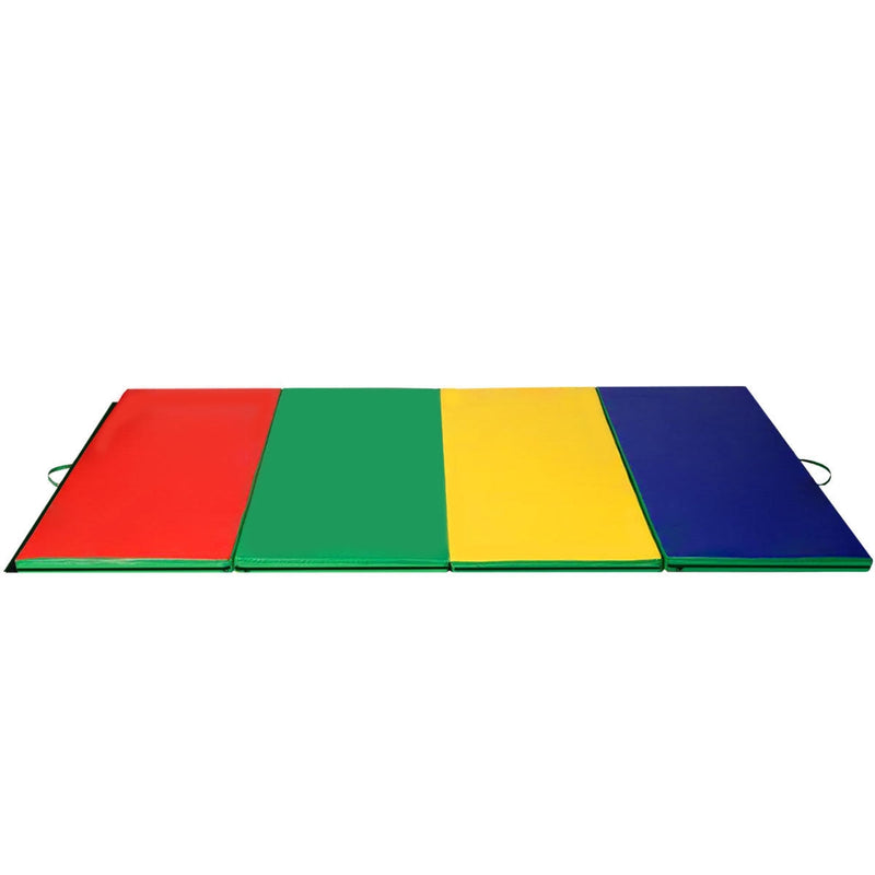 *4 Feet x 10 Feet Thick Folding Panel Gymnastics Mat - Deep Multicolor