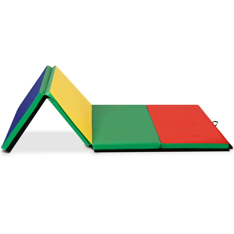 *4 Feet x 10 Feet Thick Folding Panel Gymnastics Mat - Deep Multicolor
