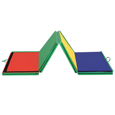*4 Feet x 10 Feet Thick Folding Panel Gymnastics Mat - Deep Multicolor