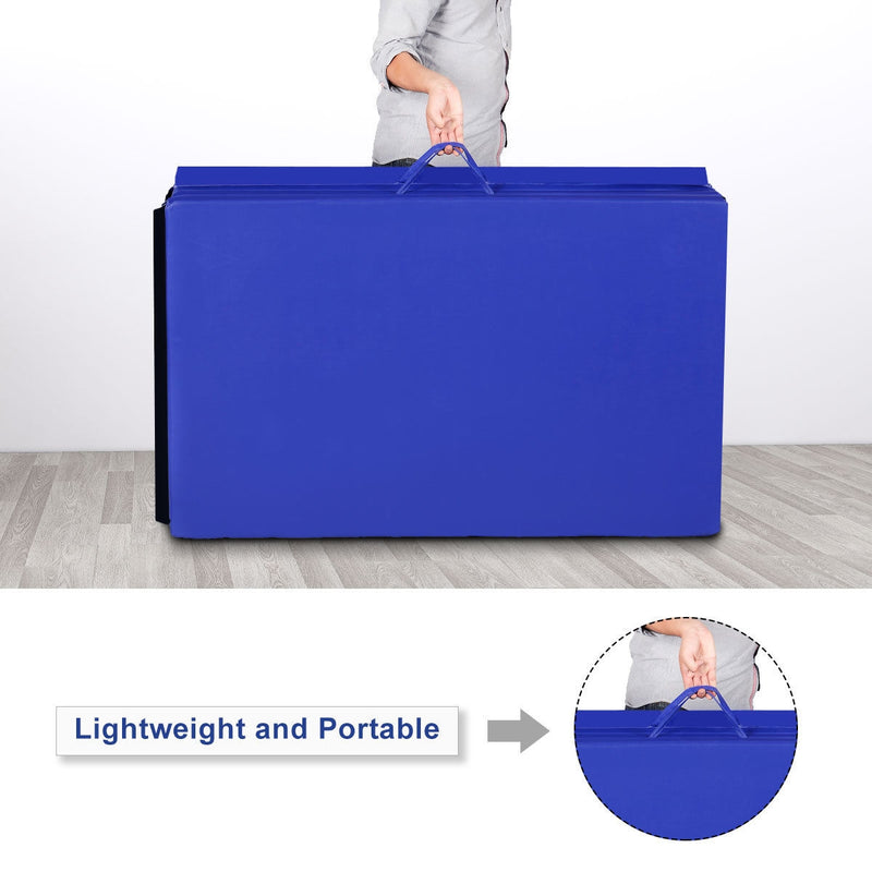 *4 Feet x 10 Feet Thick Folding Panel Gymnastics Mat - Blue