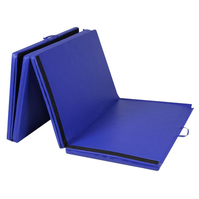 *4 Feet x 10 Feet Thick Folding Panel Gymnastics Mat - Blue