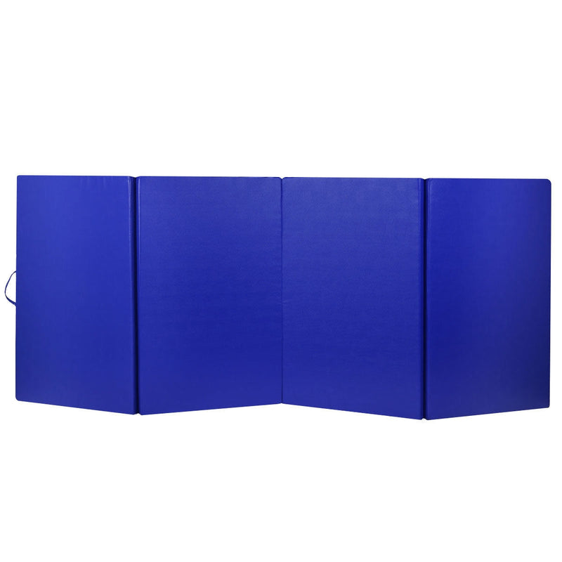 *4 Feet x 10 Feet Thick Folding Panel Gymnastics Mat - Blue