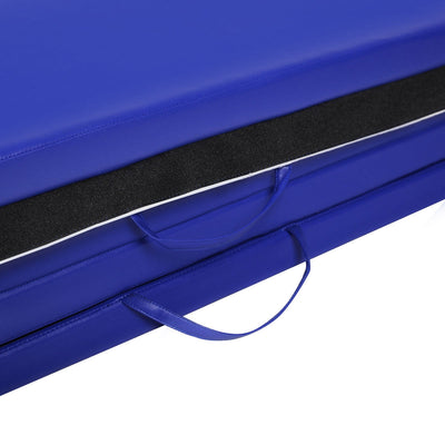 *4 Feet x 10 Feet Thick Folding Panel Gymnastics Mat - Blue