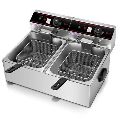 *3400W Dual Tank Electric Countertop Deep Fryer