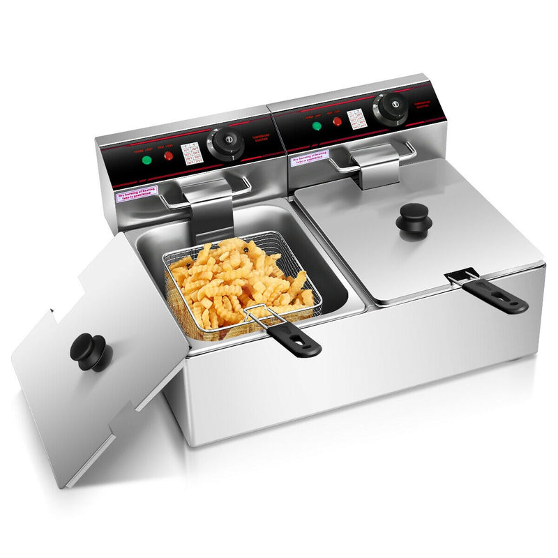 *3400W Dual Tank Electric Countertop Deep Fryer