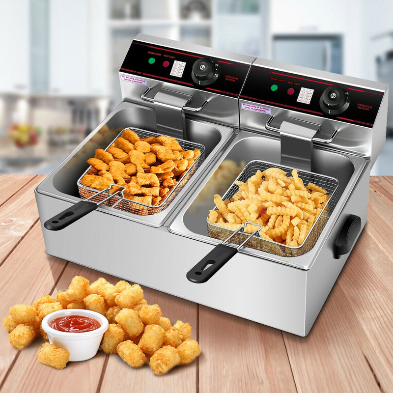 *3400W Dual Tank Electric Countertop Deep Fryer