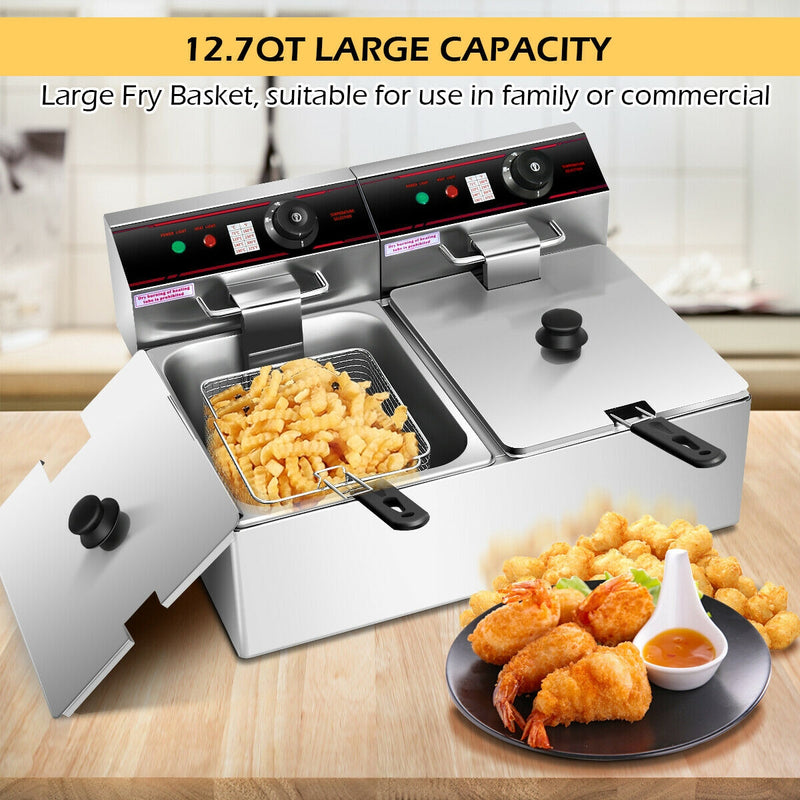*3400W Dual Tank Electric Countertop Deep Fryer