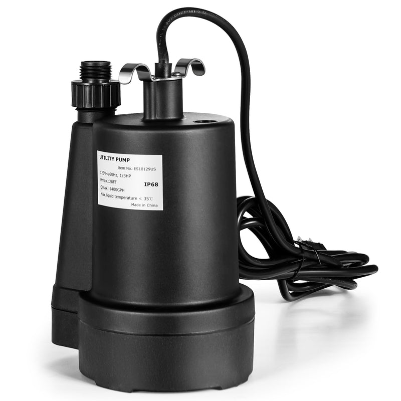 1/3HP 2400GPH Submersible Utility Pump Portable Electric Water Pump with 10 FT Cord