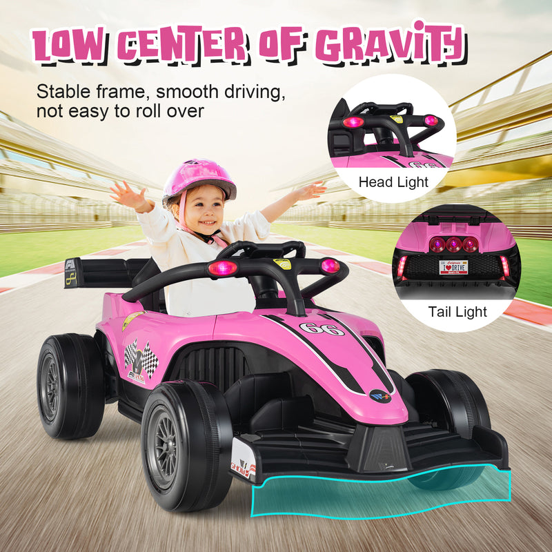 *12V Kids Ride on Electric Formula Racing Car with Remote Control - Pink