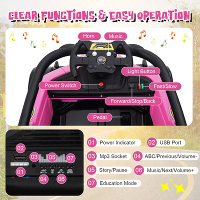 *12V Kids Ride on Electric Formula Racing Car with Remote Control - Pink