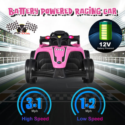 *12V Kids Ride on Electric Formula Racing Car with Remote Control - Pink