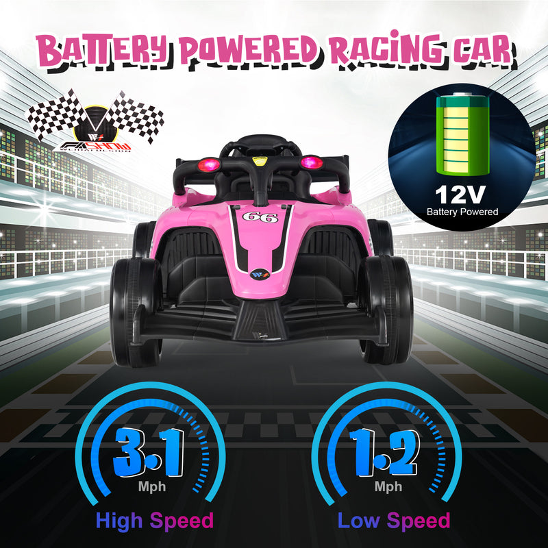 *12V Kids Ride on Electric Formula Racing Car with Remote Control - Pink
