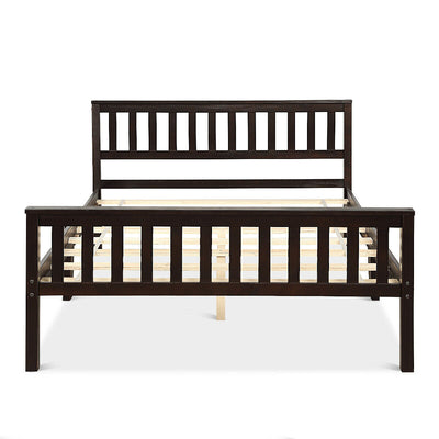 Full Size Wood Platform Bed Frame with Headboard and Footboard