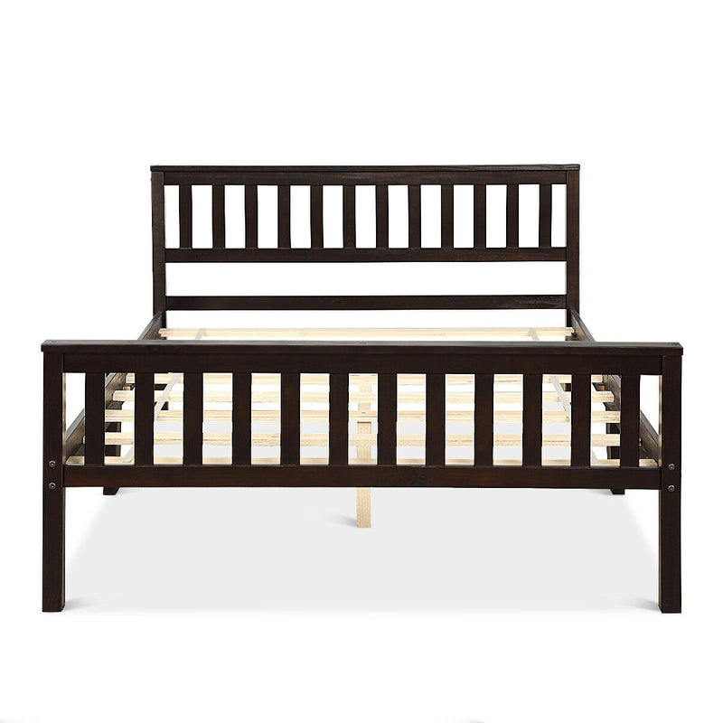 Full Size Wood Platform Bed Frame with Headboard and Footboard