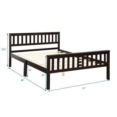 Full Size Wood Platform Bed Frame with Headboard and Footboard