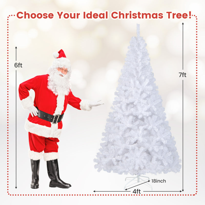 7 ft White Christmas Tree with Solid Metal Stand-7 ft
