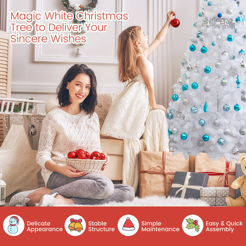 7 ft White Christmas Tree with Solid Metal Stand-7 ft