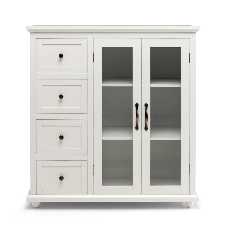 *Buffet Sideboard Table Kitchen Storage Cabinet with Drawers and Doors - White