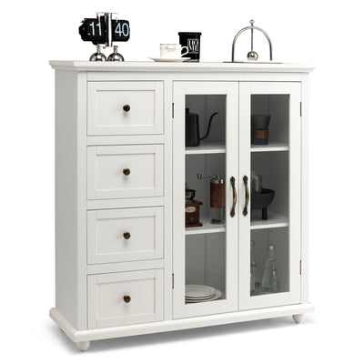 *Buffet Sideboard Table Kitchen Storage Cabinet with Drawers and Doors - White