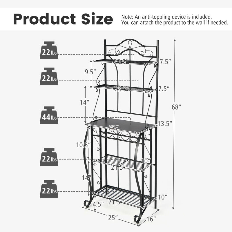 5-Tier Metal Kitchen Baker&