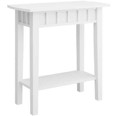2-Tier Narrow Wood End Table with Storage Shelf for Small Spaces-White