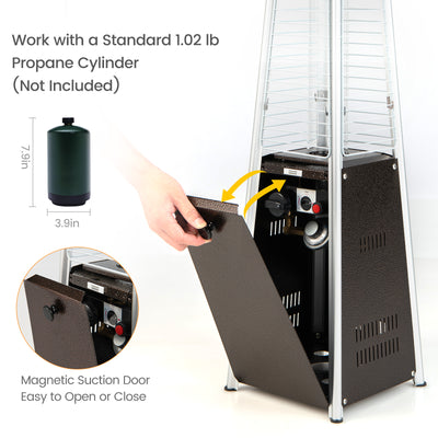 9500 BTU Portable Steel Tabletop Patio Heater with Glass Tube
