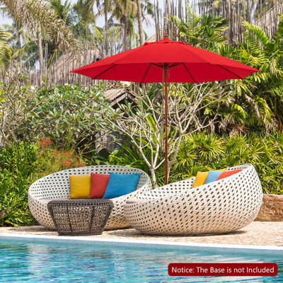 *9.5 Feet Pulley Lift Round Patio Umbrella with Fiberglass Ribs - Red