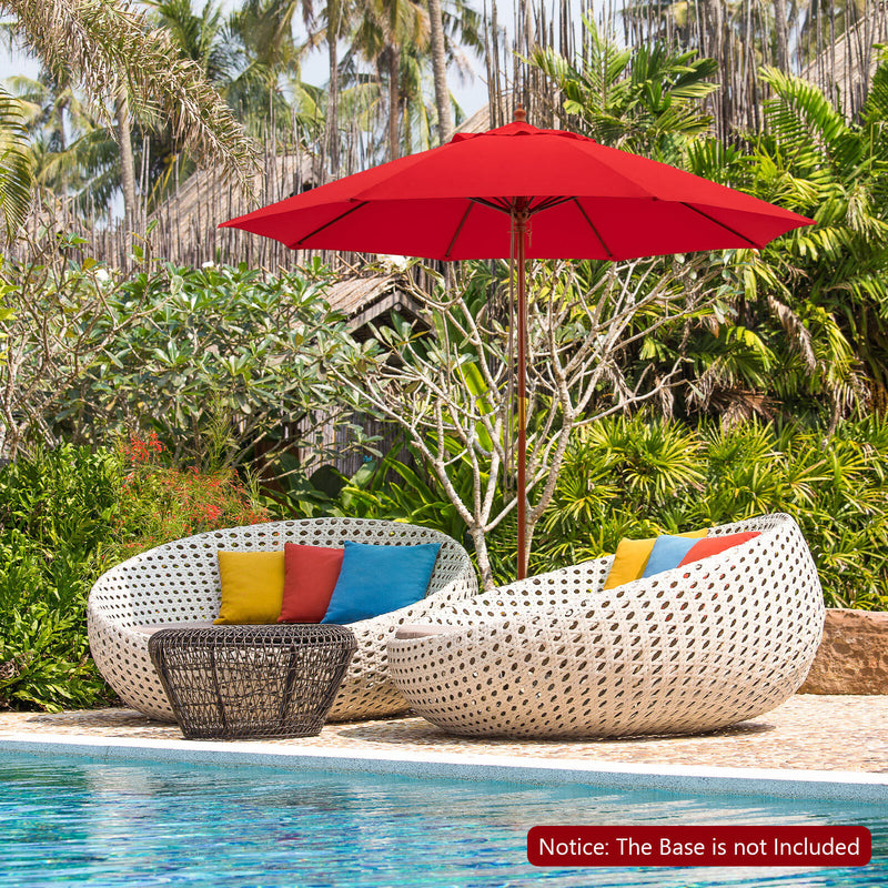 *9.5 Feet Pulley Lift Round Patio Umbrella with Fiberglass Ribs - Red